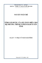 Tính giải được của bài toán biên cho hệ phương trình vi phân hàm tuyến tính