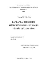 Lắp ráp bài thí nghiệm kiểm chứng định luật malus về phân cực ánh sáng