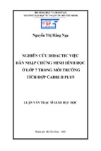 Nghiên cứu didactic việc dẫn nhập chứng minh hình học ở lớp 7 trong môi trường tích hợp cabri ii plus