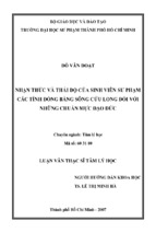 Nhận thức và thái độ của sinh viên sư phạm các tỉnh đồng bằng sông cửu long đối với những chuẩn mực đạo đức