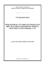 Tính giải được của một số lớp bài toán biên tuần hoàn cho phương trình vi phân hàm tuyến tính bậc cao