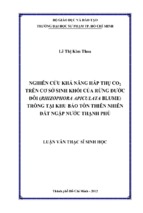 Nghiên cứu khả năng hấp thụ co2 trên cơ sở sinh khối của rừng đước đôi (rhizophora apiculata blume) trồng tại khu bảo tồn thiên nhiên đất ngập nước thạnh phú