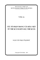 Yếu tố pháp trong văn hóa việt từ thế kỉ xvii đến đầu thế kỉ xx