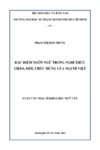 đặc điểm ngôn ngữ trong nghi thức chào, mời, chúc mừng của người việt