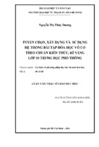 Tuyển chọn, xây dựng và sử dụng hệ thống bài tập hóa học vô cơ theo chuẩn kiến thức, kĩ năng lớp 10 trung học phổ thông