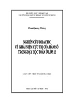 Quan hệ thể chế với khái niệm cực trị của hàm số