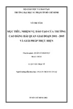 Mục tiêu, nhiệm vụ đào tạo của trường cao đẳng hải quan giai đoạn 2001   2005 và giải pháp thực hiện