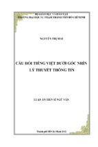 Câu hỏi tiếng việt dưới góc nhìn lý thuyết thông tin