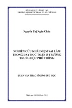 Nghiên cứu khái niệm sai lầm trong dạy học toán ở trường trung học phổ thông