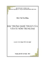 đặc trưng nghệ thuật của văn tế nôm trung đại