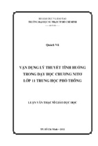 Vận dụng lý thuyết tình huống trong dạy học chương nitơ lớp 11 trung học phổ thông