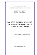 Bài toán biên hai điểm cho phương trình vi phân hàm tuyến tính cấp một