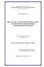 Hiện trạng và định hướng phát triển ngành công nghiệp chế biến thành phố hồ chí minh