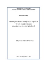 Nhân vật nữ trong truyện ngắn việt nam từ năm 1986 đến năm 2000 qua sáng tác của các nhà văn nữ