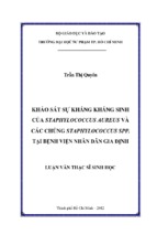 Khảo sát sự kháng kháng sinh của staphylococcus aureus và các chủng staphylococcus spp. tại bệnh viện nhân dân gia định
