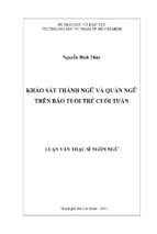 Khảo sát thành ngữ và quán ngữ trên báo tuổi trẻ cuối tuần