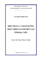 Hiện trạng và định hướng phát triển ngành thủy sản tỉnh bạc liêu