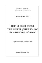 Thiết kế e book các bài thực hành thí nghiệm hóa học lớp 10 trung học phổ thông