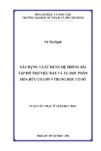 Xây dựng và sử dụng hệ thống bài tập hỗ trợ việc dạy và tự học phần hóa hữu cơ lớp 9 trung học cơ sở