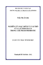 Nghiên cứu đặc điểm và vai trò của lactobacillus trong chế phẩm probiotic