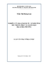 Nghiên cứu địa lí kinh tế   xã hội tỉnh sóc trăng phục vụ giảng dạy địa lí địa phương