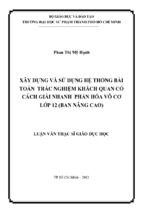 Xây dựng và sử dụng hệ thống bài toán trắc nghiệm khách quan có cách giải nhanh phần hóa vô cơ lớp 12 (ban nâng cao)