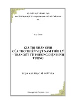 Giá trị nhân sinh của thơ thiền việt nam thời lý – trần xét từ phương diện hình tượng