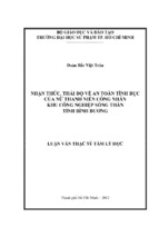 Nhận thức, thái độ về an toàn tình dục của nữ thanh niên công nhân khu công nghiệp sóng thần tỉnh bình dương