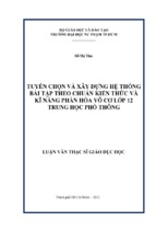 Tuyển chọn và xây dựng hệ thống bài tập theo chuẩn kiến thức và kĩ năng phần hóa vô cơ lớp 12 trung học phổ thông