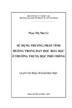 Sử dụng phương pháp tình huống trong dạy học hoá học ở trường trung học phổ thông