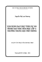 Vận dụng dạy học theo dự án trong dạy học hóa học lớp 11 trường trung học phổ thông