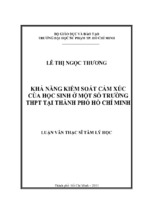 Khả năng kiểm soát cảm xúc của học sinh ở một số trường thpt tại thành phố hồ chí minh