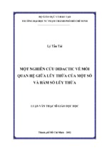 Một nghiên cứu didactic về mối quan hệ giữa lũy thừa của một số và hàm số lũy thừa