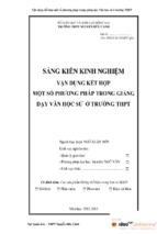 Skkn vận dụng kết hợp một số phương pháp trong giảng dạy văn học sử ở trường thpt.