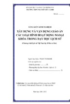 Skkn xây dựng và vận dụng giáo án các loại hình hoạt động ngoại khóa trong dạy học lịch sử