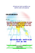 Skkn tìm hiểu và vận dụng nguyên tắc đảm bảo tính hệ thống nhằm phát triển tư duy cho học sinh trong dạy học địa lý 10