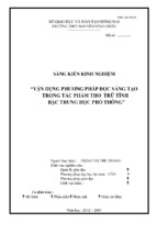 Skkn vận dụng phương pháp đọc sáng tạo trong tác phẩm thơ trữ tình bậc trung học phổ thông