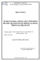 áp dụng egsnrc trong việc tính phân bố liều quanh nguồn phóng xạ dùng trong xạ trị áp sát