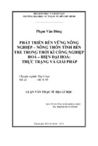 Phát triển bền vững nông nghiệp – nông thôn tỉnh bến tre trong thời kì công nghiệp hoá – hiện đại hoá thực trạng và giải pháp