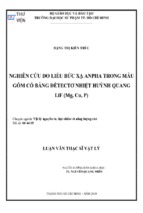 Nghiên cứu đo liều bức xạ anpha trong mẫu gốm cổ bằng đềtectơ nhiệt huỳnh quang lif (mg, cu, p)