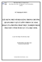 Xây dựng một số bài giảng trong chương quang học vật lý lớp 9 theo các giai đoạn của phương pháp thực nghiệm nhằm phát huy tính tích cực của học sinh.