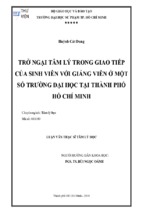 Trở ngại tâm lý trong giao tiếp của sinh viên với giảng viên ở một số trường đại học tại thành phố  hồ chí minh