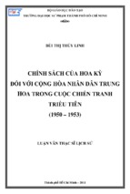 Chính sách của hoa kỳ đối với cộng hòa nhân dân trung hoa trong cuộc chiến tranh triều tiên (1950 – 1953)