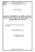 Khảo sát độ phóng xạ trong xi măng dùng làm vật liệu xây dựng khu vực thành phố hồ chí minh