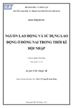 Nguồn lao động và sử dụng lao động ở đồng nai trong thời kì hội nhập