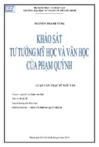 Khảo sát tư tưởng mỹ học và văn học của phạm quỳnh