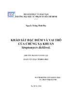 Khảo sát đặc điểm và vai trò của chủng xạ khuẩn streptomyces dicklowii.