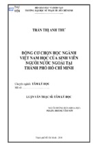 động cơ chọn học ngành việt nam học của sinh viên người nước ngoài tại thành phố hồ chí minh