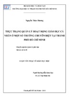 Thực trạng quản lý hoạt động giáo dục cá nhân ở một số trường chuyên biệt tại thành phố hồ chí minh