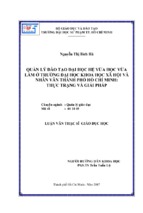 Quản lý đào tạo đại học hệ vừa học vừa làm ở trường đại học khoa học xã hội và nhân văn thành phố hồ chí minh thực trạng và giải pháp